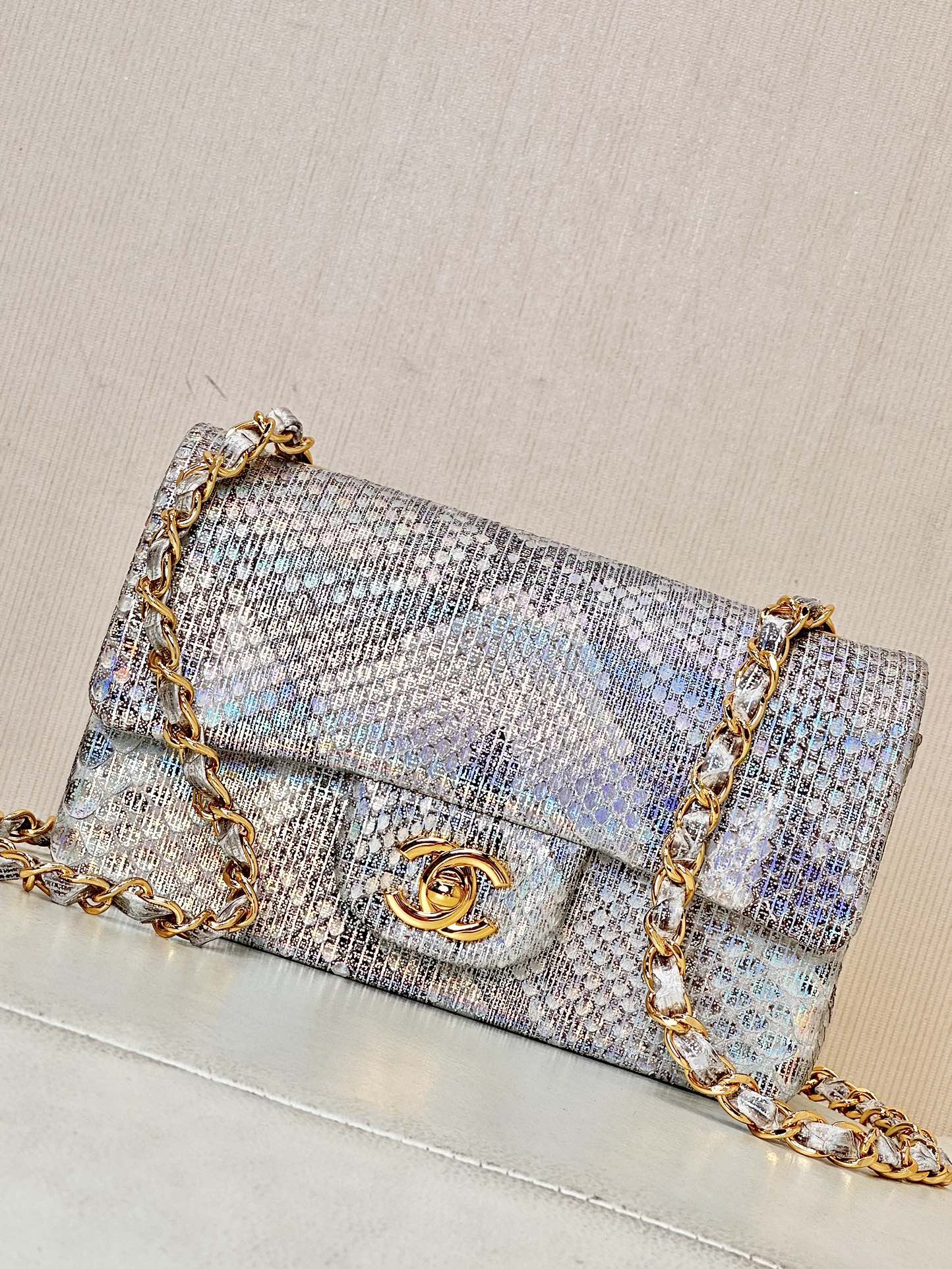 CHANEL 稀有蟒蛇皮 CFmini 链条包 南非蟒蛇皮 复古双C扣 保值收藏品