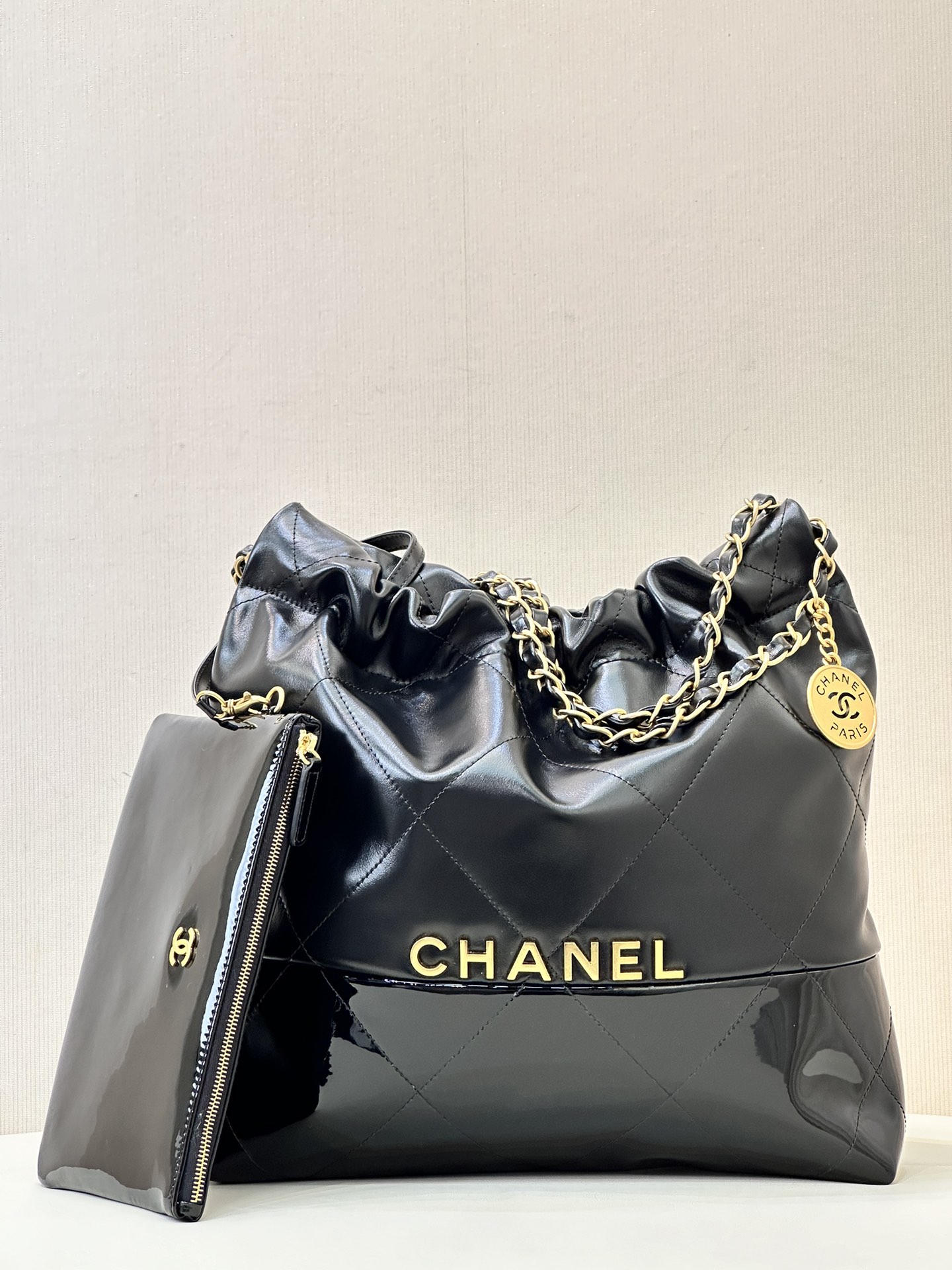 CHANEL Très grande capacité logo vieilli cuir d'origine matelassé sac de l'année sac shopping cuir de vachette importé