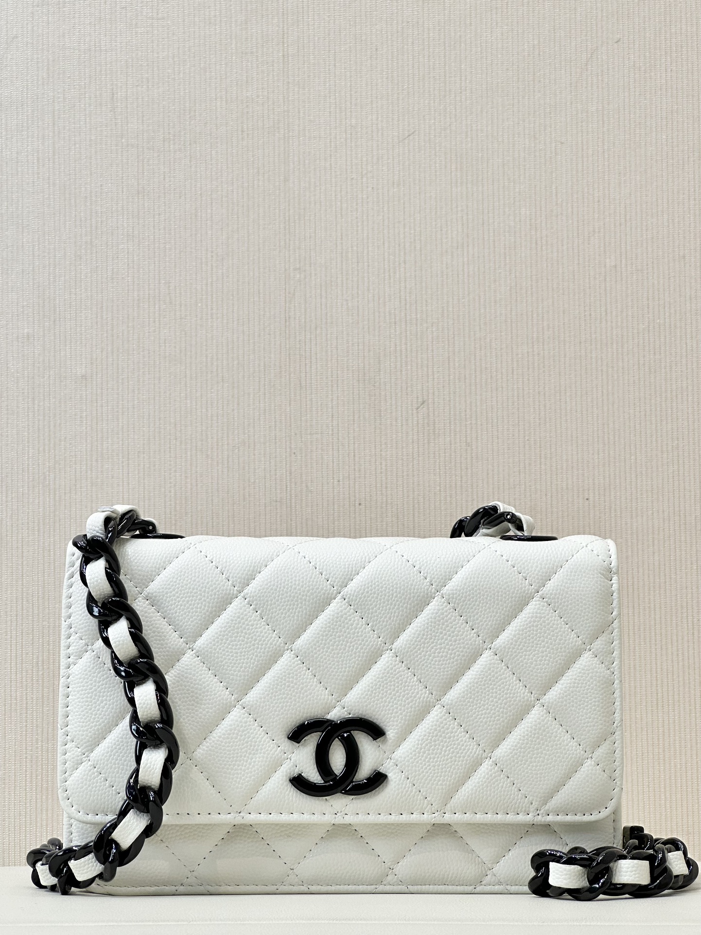 CHANEL panda tas kaviaar kalfsleer zwarte gelakte hardware grove ketting WOC dubbele C-sluiting persoonlijk en veelzijdig - topkwaliteit