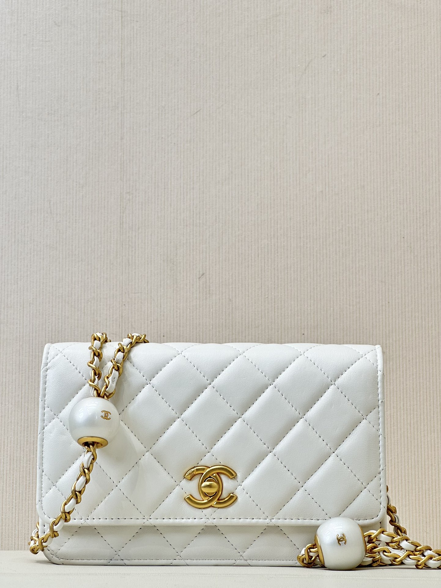 CHANEL tangyuan-collectie WOC grote parelketting ruitpatroon leer-doorweven ketting verstelbaar compact veelzijdig - topkwaliteit