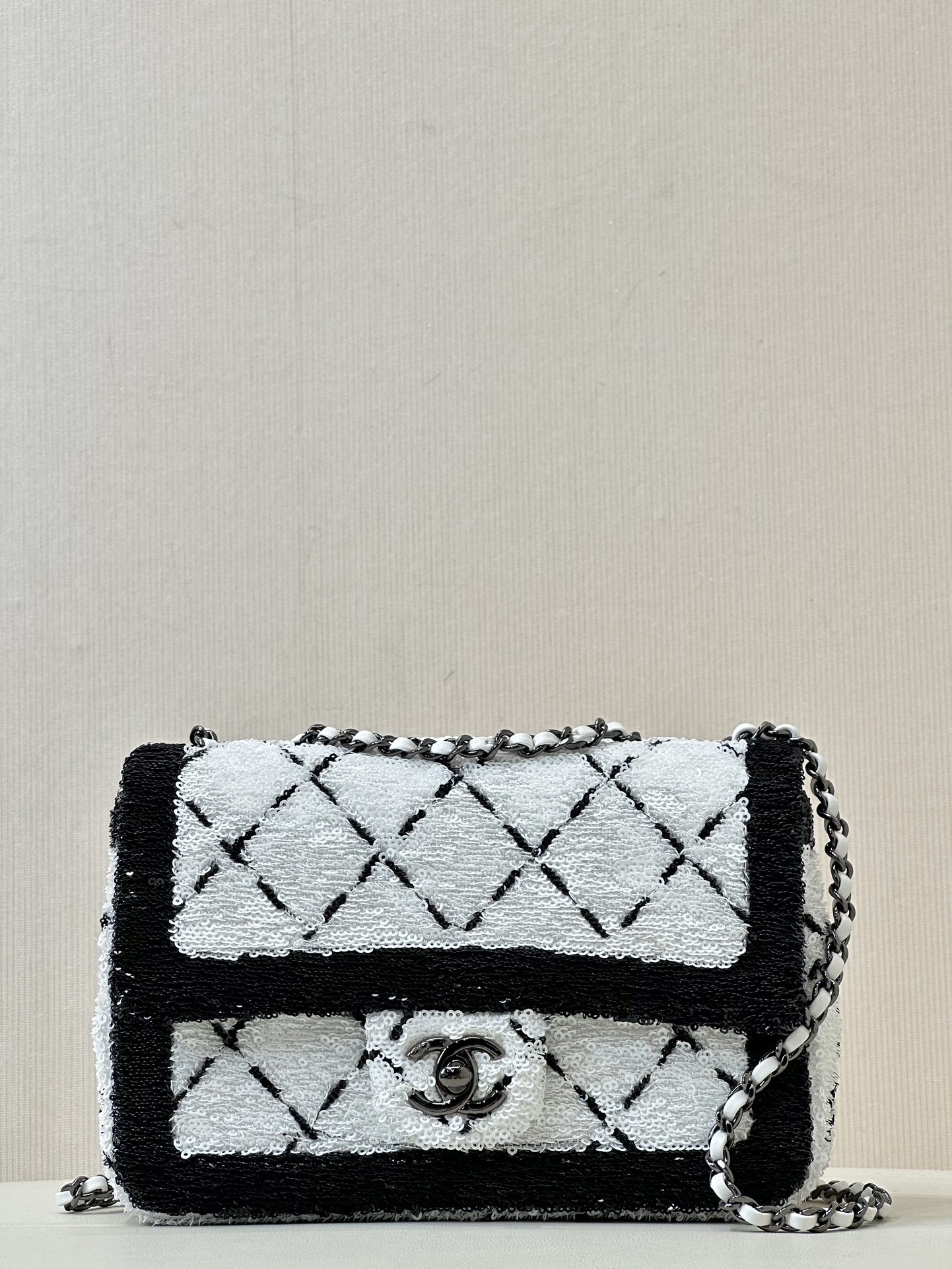 CHANEL pailletten tas laag verzadigd schapenleren voering avondtas schouder- en crossbodytas opvallend collectorsitem - topkwaliteit