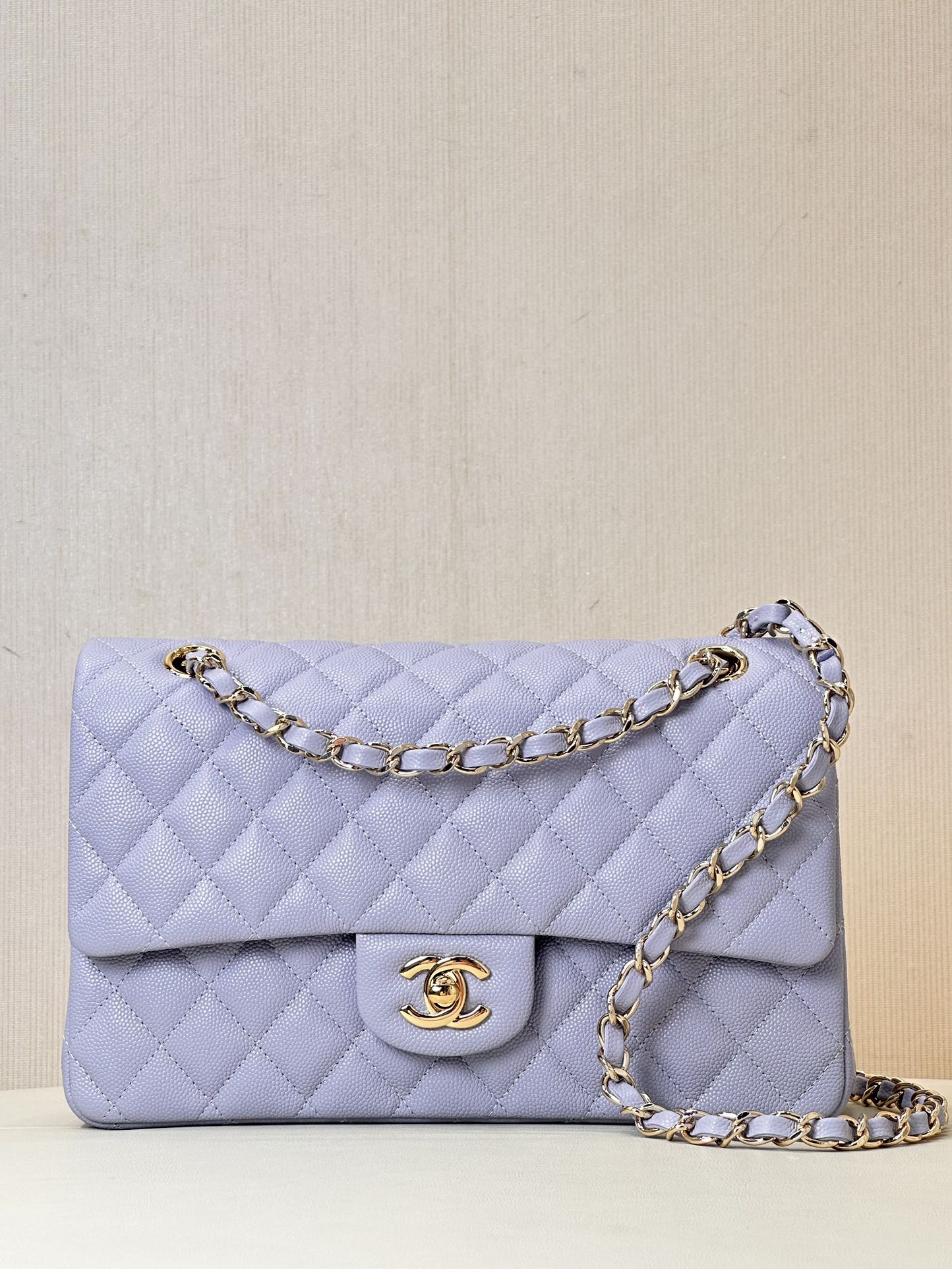CHANEL CF Classic Flap 定番 菱格 ゴールド金具/シルバー金具 チェーンショルダー レザーインセットチェーン グレインカーフ素材 純スチール金具 斜め掛けバッグ 定番モデル
