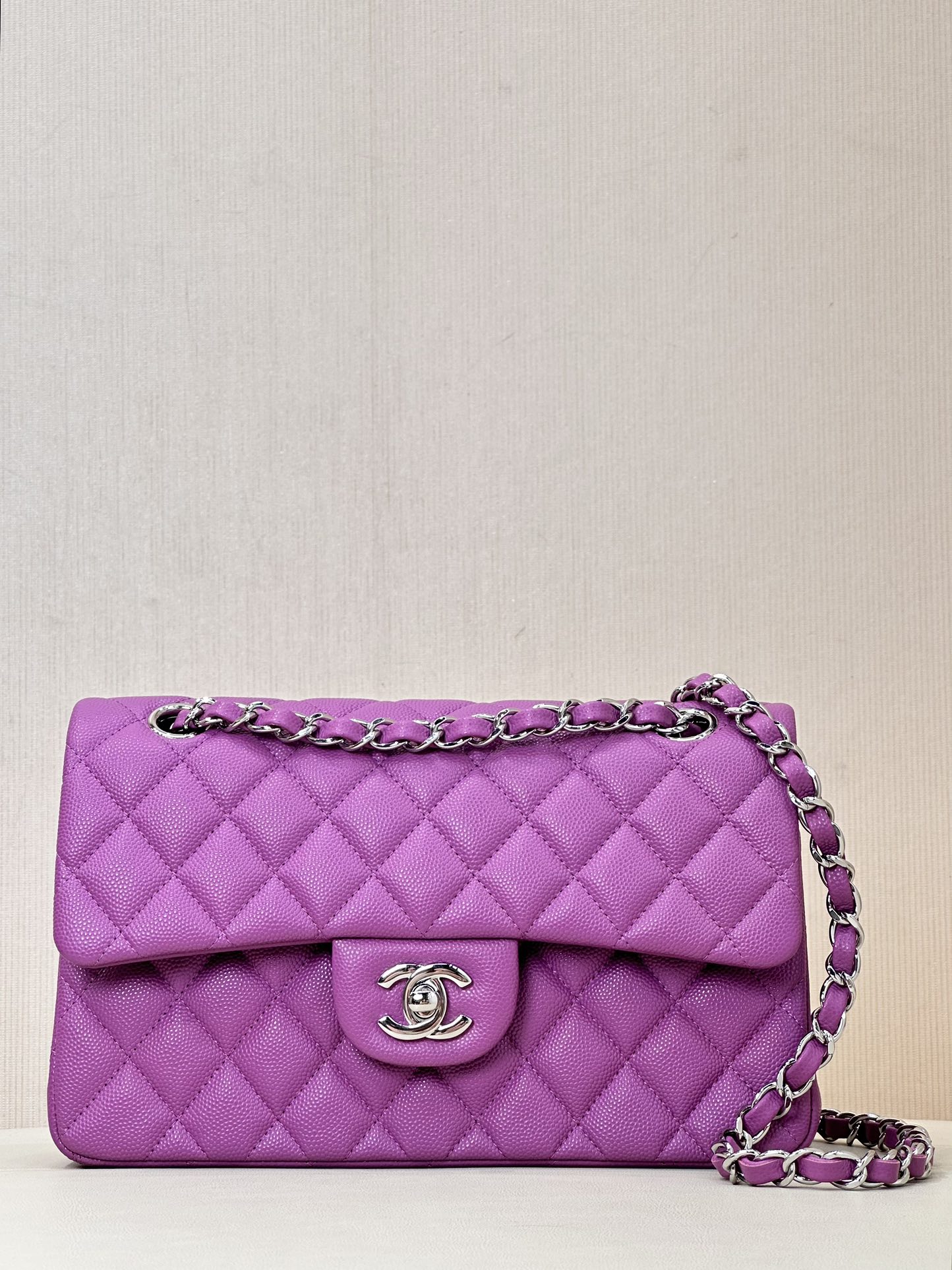 CHANEL CF Classic Flap 定番 菱格 ゴールド金具/シルバー金具 チェーンショルダーストラップ レザーインセットチェーン グレインカーフ素材 純スチール金具 斜め掛けバッグ 定番モデル