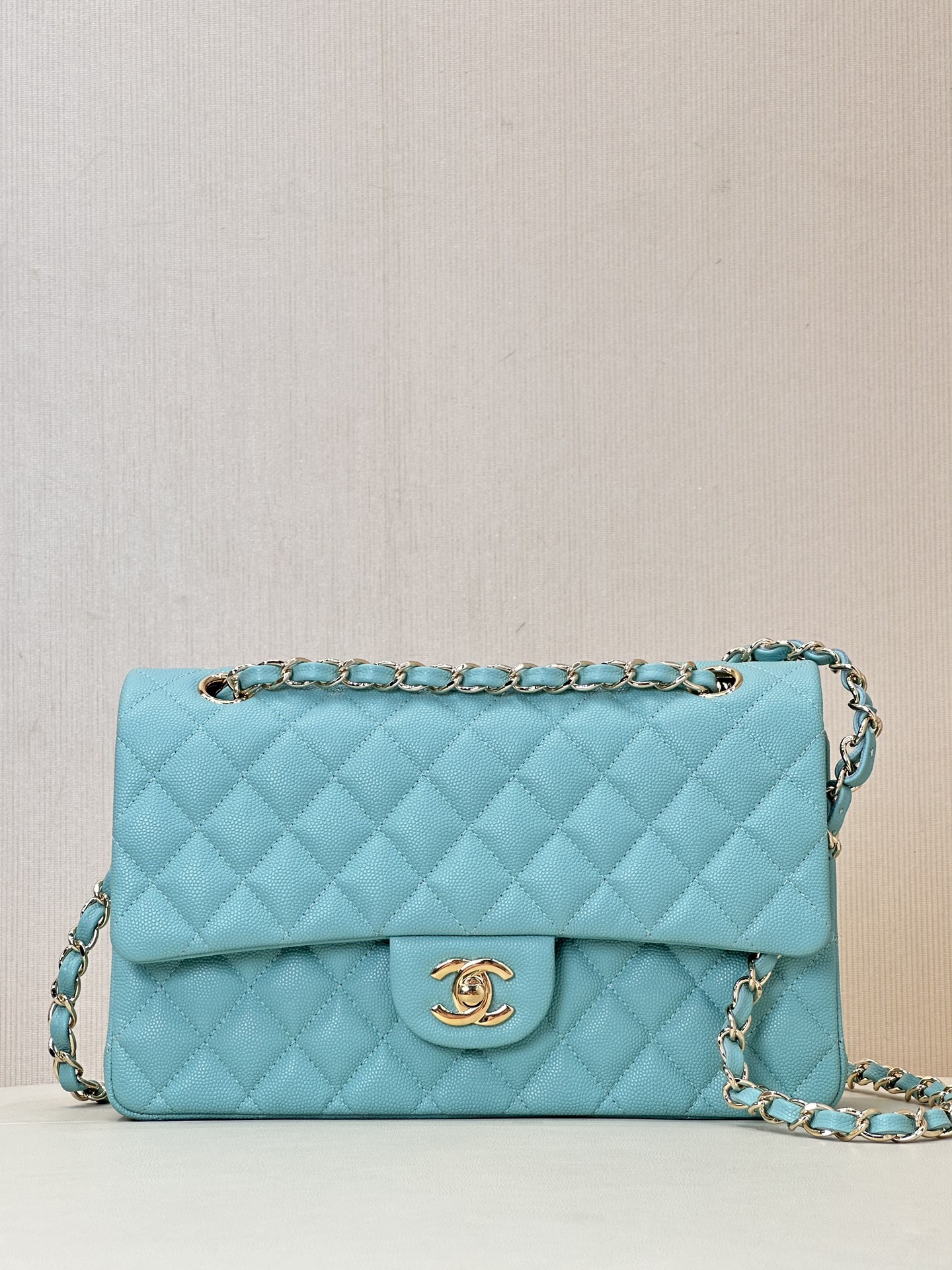 CHANEL CF Classic Flap 定番 菱格 ゴールド金具/シルバー金具 チェーンショルダーストラップ レザーインセットチェーン グレインカーフ素材 純スチール金具 斜め掛けバッグ 定番モデル