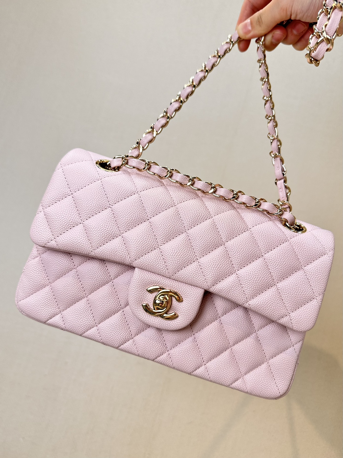 CHANEL CF Classic Flap 定番 菱格 ゴールド金具/シルバー金具 チェーンショルダーストラップ レザーインセットチェーン キャビアスキン素材 純スチール金具 斜め掛けバッグ 定番モデル