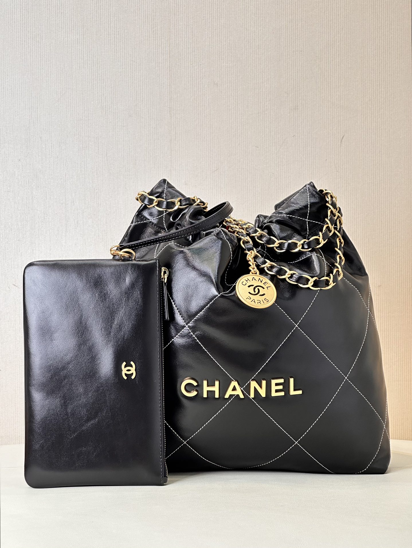 CHANEL Très grande capacité logo vieilli cuir d'origine matelassé sac de l'année sac shopping cuir de vachette importé