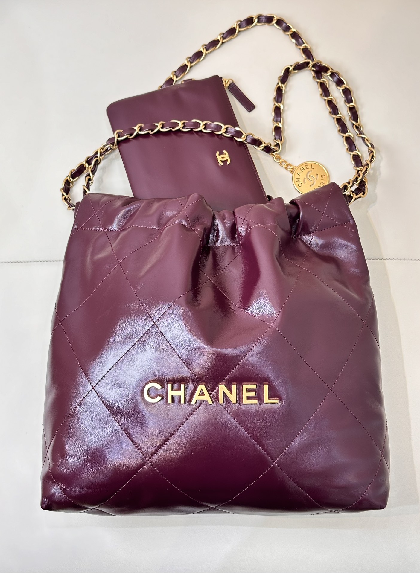 CHANEL Très grande capacité logo vieilli cuir d'origine matelassé sac de l'année sac shopping cuir de vachette importé