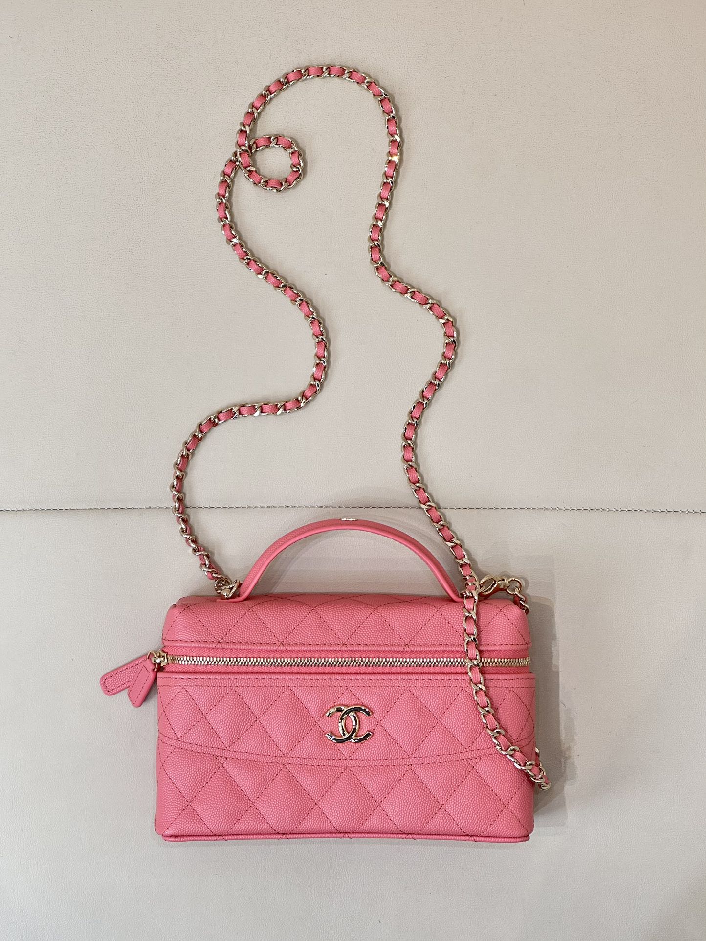 CHANEL 25C lunchbox bag ruitpatroon lederen ketting crossbody handtas - topkwaliteit