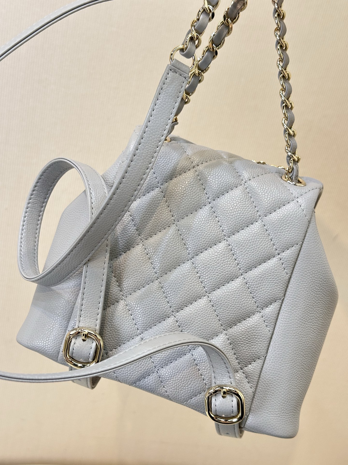 Chanel Quilted Leather Mini Backpack with Chain Straps - Gray 7 i1744873116680 4321 0 5
