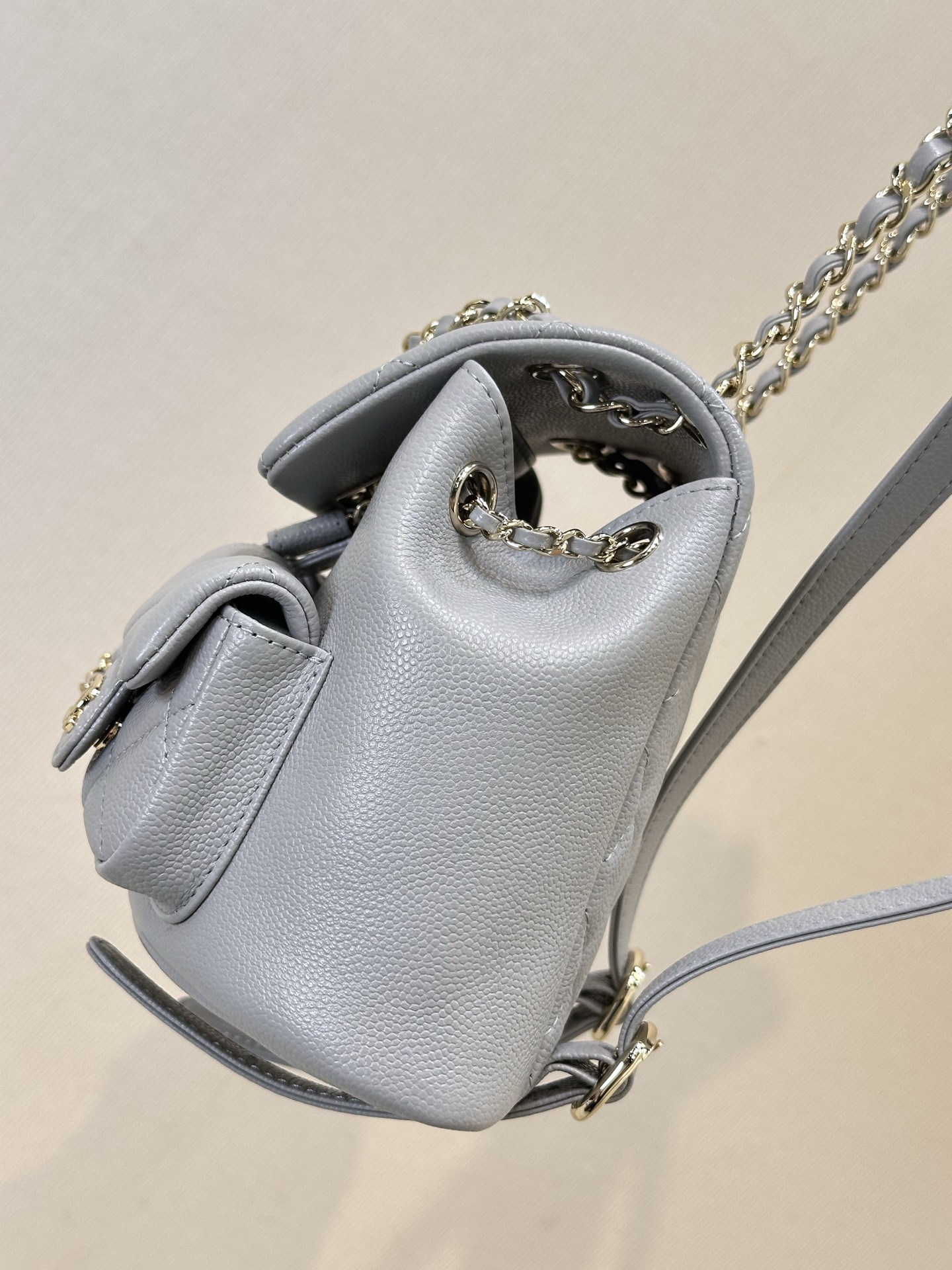 Chanel Quilted Leather Mini Backpack with Chain Straps - Gray 6 i1744873117786 5996 0 4