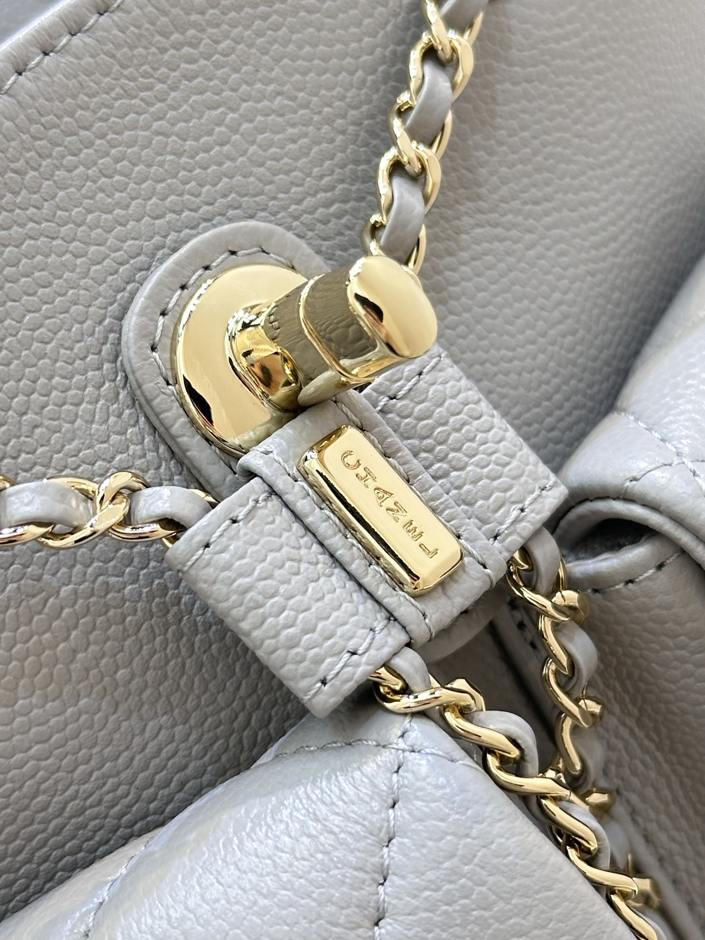 Chanel Quilted Backpack Champagne Gold Hardware, Lambskin Leather, Gray 4 i1744873133176 6645 0 3