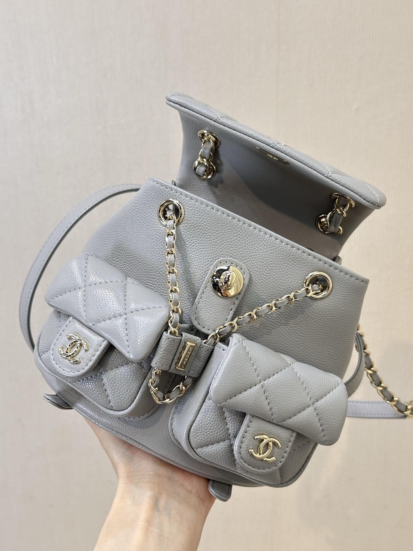 Chanel Mini Backpack Grey Leather with Chain Detail, Daily Commute Essential 2 i1744873187191 8177 0 8