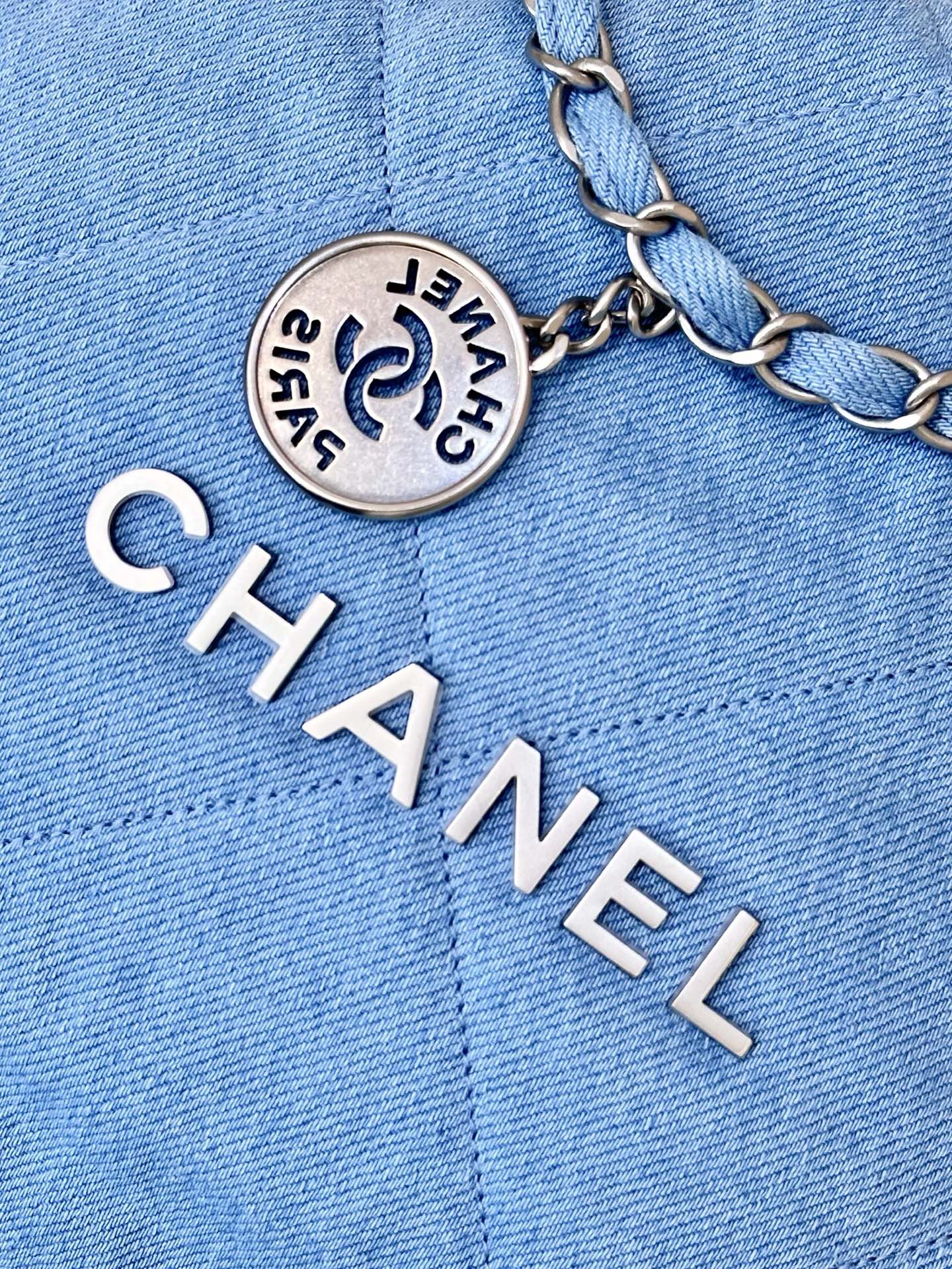 Chanel Blue Denim Quilted CC Charm Bucket Bag with Chain Strap 5 i1745057361558 5389 0 3