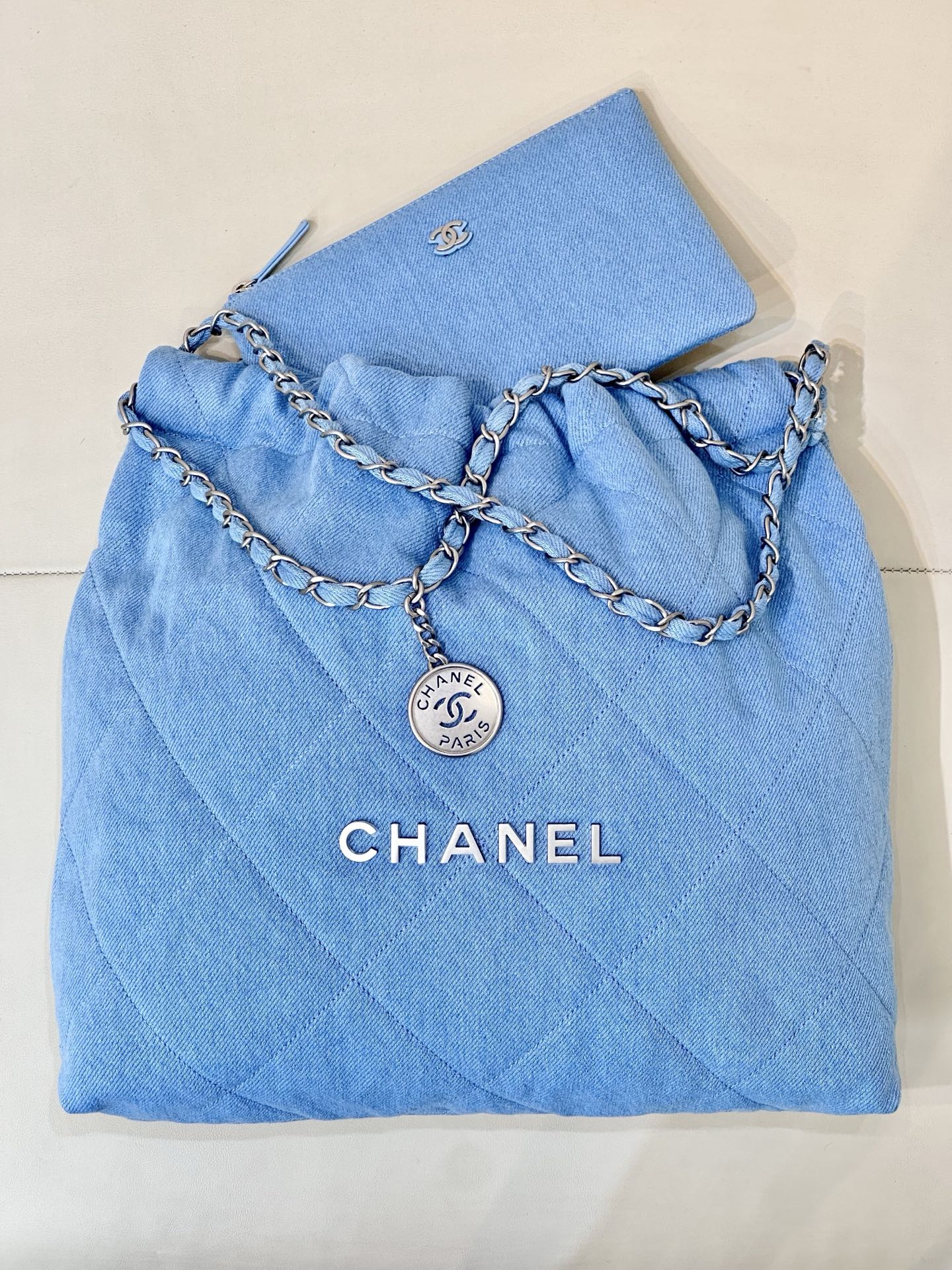 Chanel Denim Drawstring Handbag with Silver Hardware - Medium Size 5 i1745057377959 6329 0 3