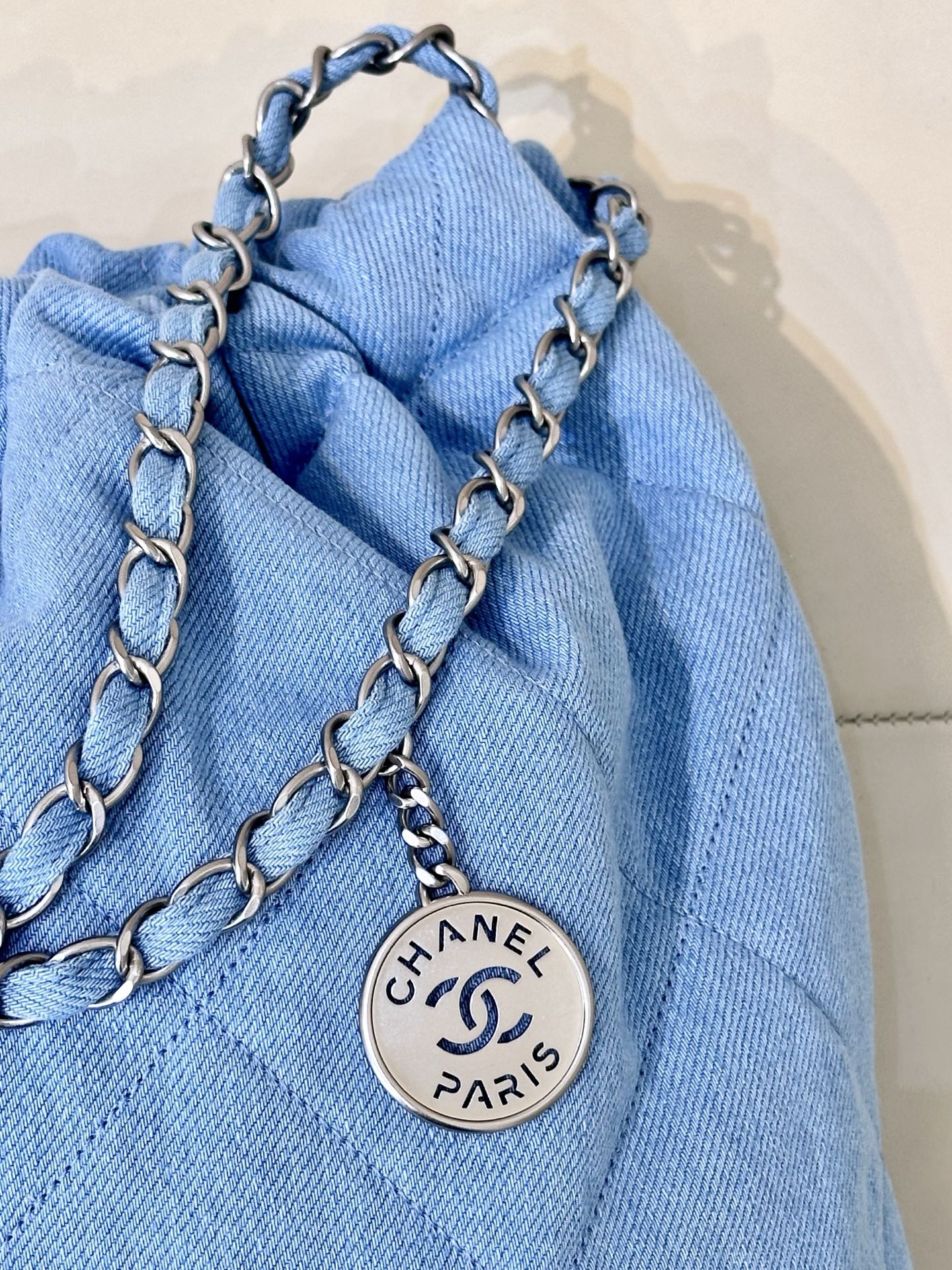 Chanel Denim Drawstring Handbag with Silver Hardware - Medium Size 10 i1745057377979 1702 0 8