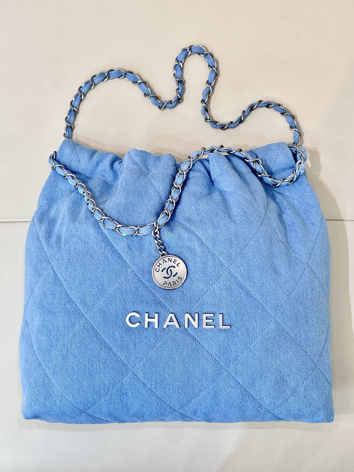 Chanel Denim Drawstring Handbag with Silver Hardware - Medium Size 2 i1745057378172 6609 0 0