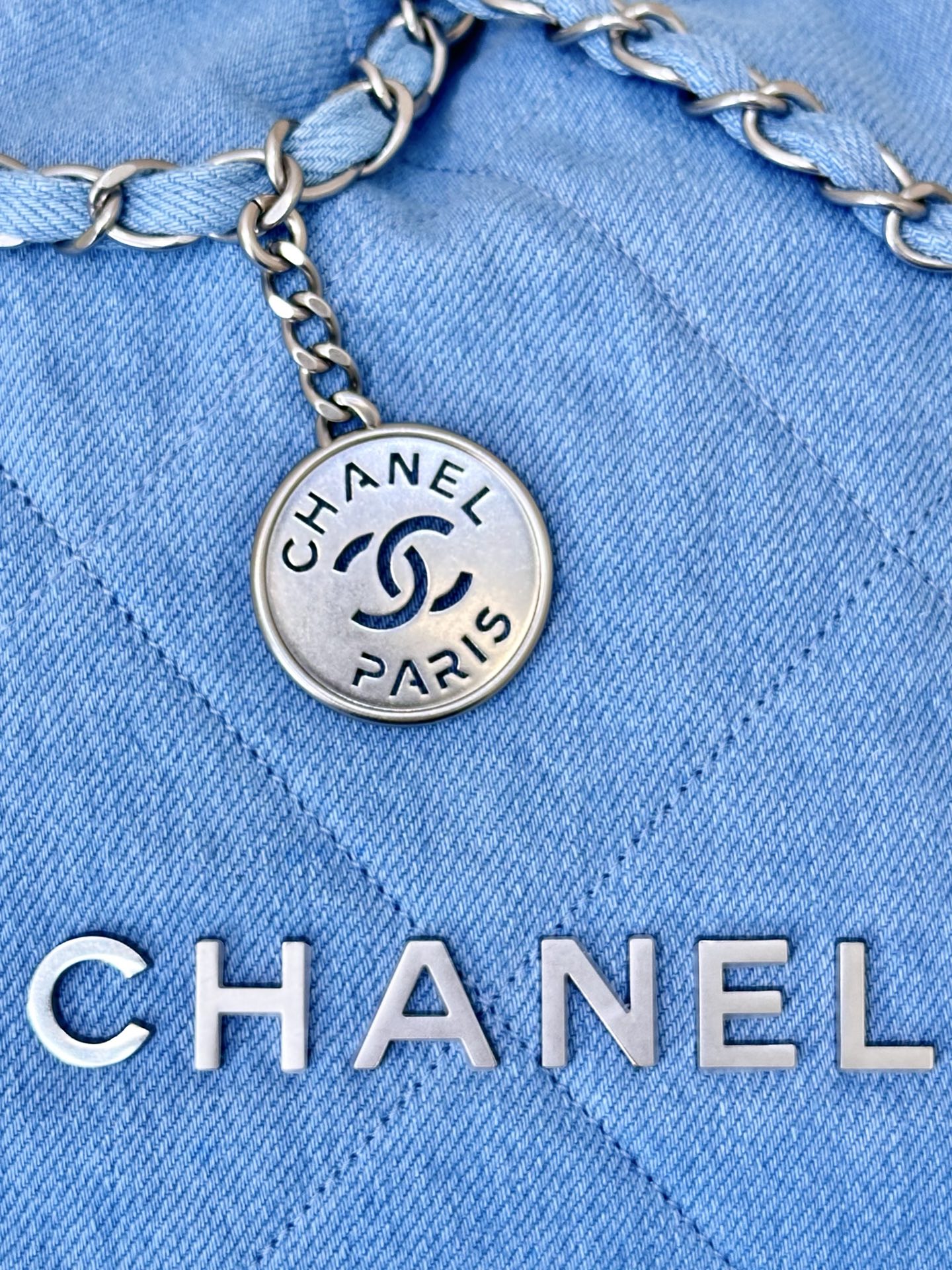 Chanel Denim Drawstring Handbag with Silver Hardware - Medium Size 7 i1745057378255 377 0 5