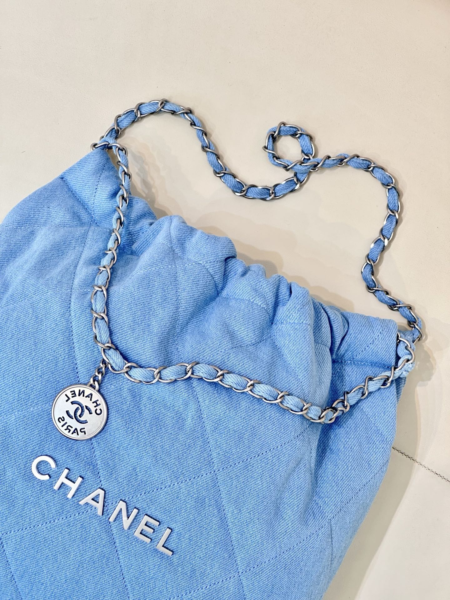 Chanel Denim Drawstring Handbag with Silver Hardware - Medium Size 4 i1745057379357 6234 0 2