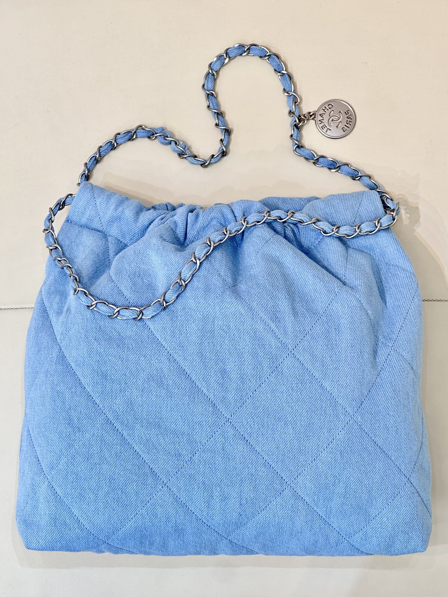 Chanel Denim Drawstring Handbag with Silver Hardware - Medium Size 8 i1745057379440 9890 0 6
