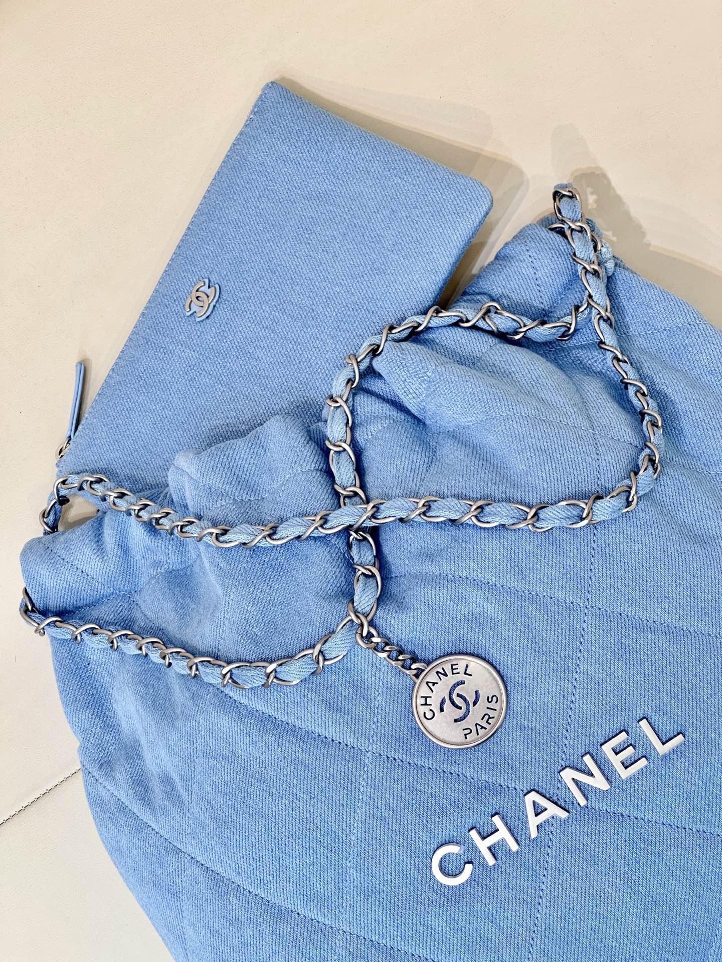 Chanel Denim Drawstring Handbag with Silver Hardware - Medium Size 6 i1745057379568 1576 0 4
