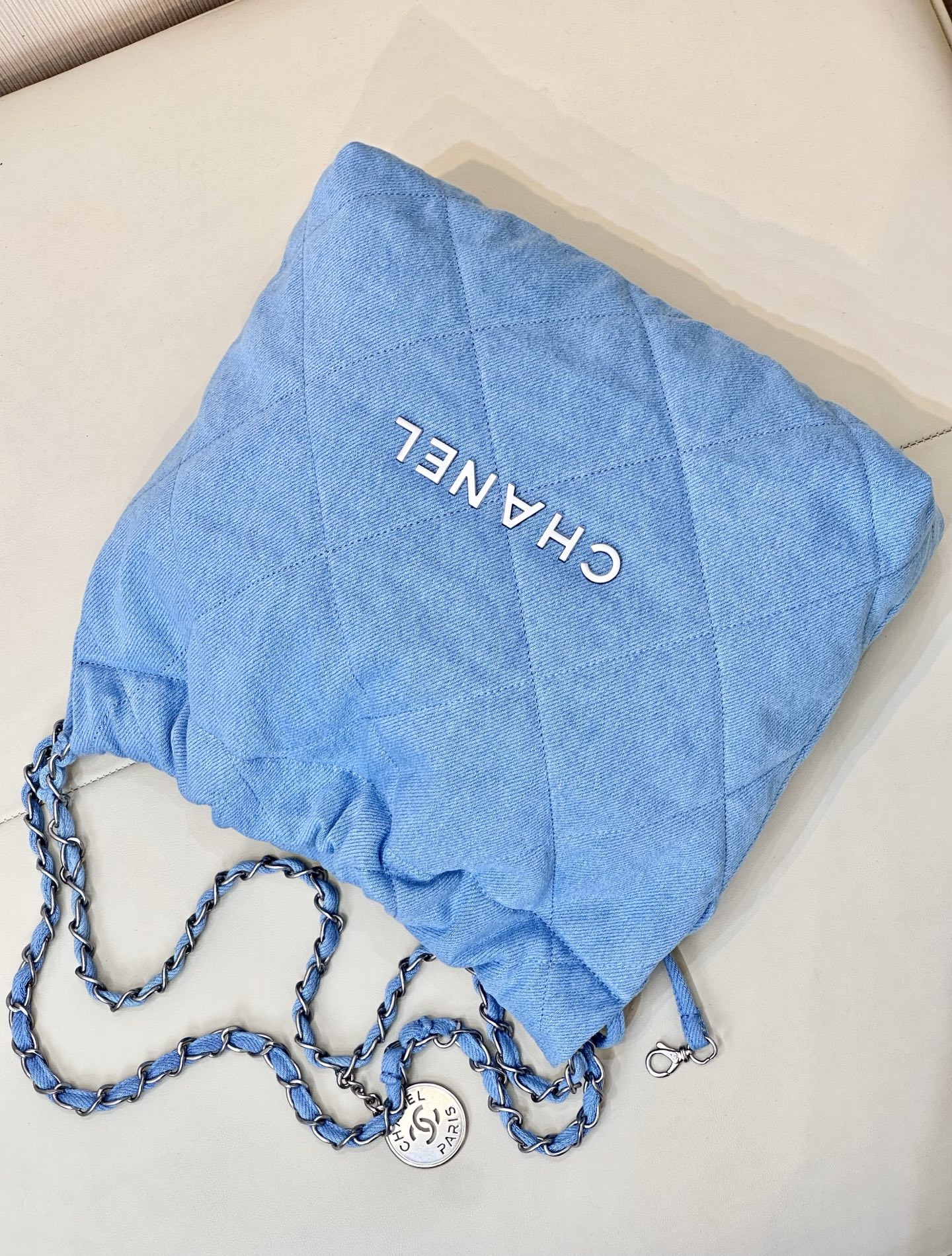 Elegant Denim Quilted Shoulder Bag with Chain Strap and CC Charm 2 i1745057410820 264 0 0