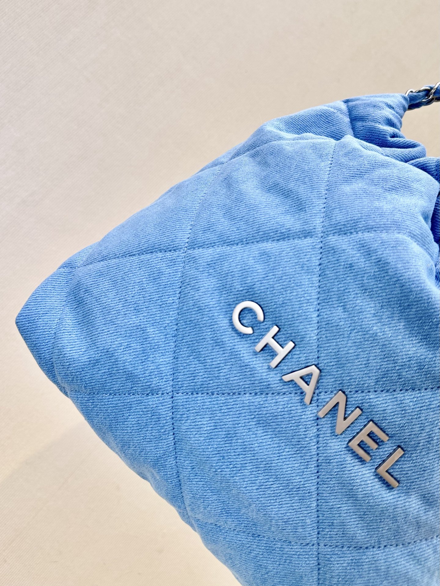 Chanel Denim Quilted Shoulder Bag with Chain, Light Blue 5 i1745057425524 9984 0 4