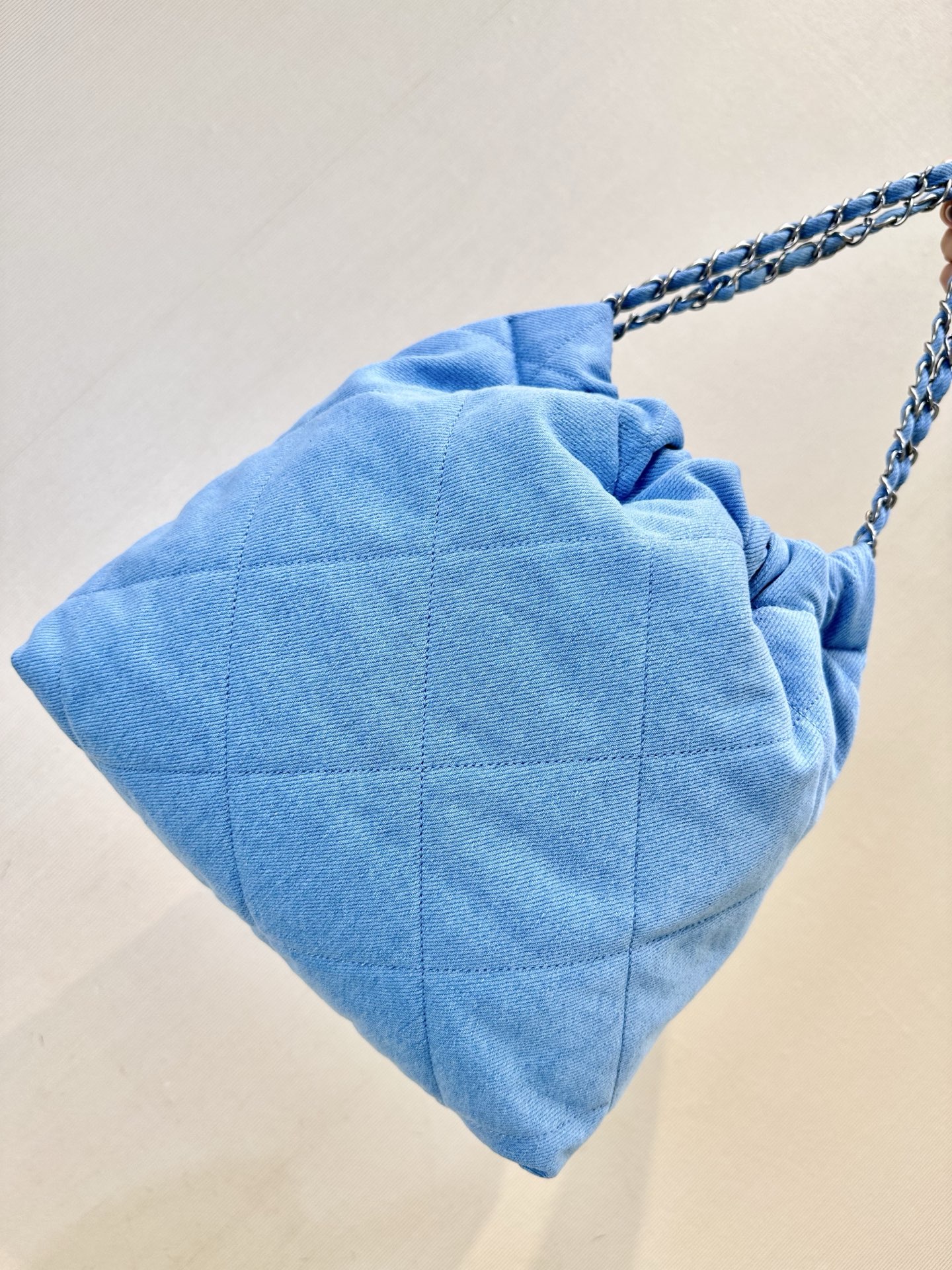 Chanel Denim Quilted Shoulder Bag with Chain, Light Blue 6 i1745057425569 6158 0 5