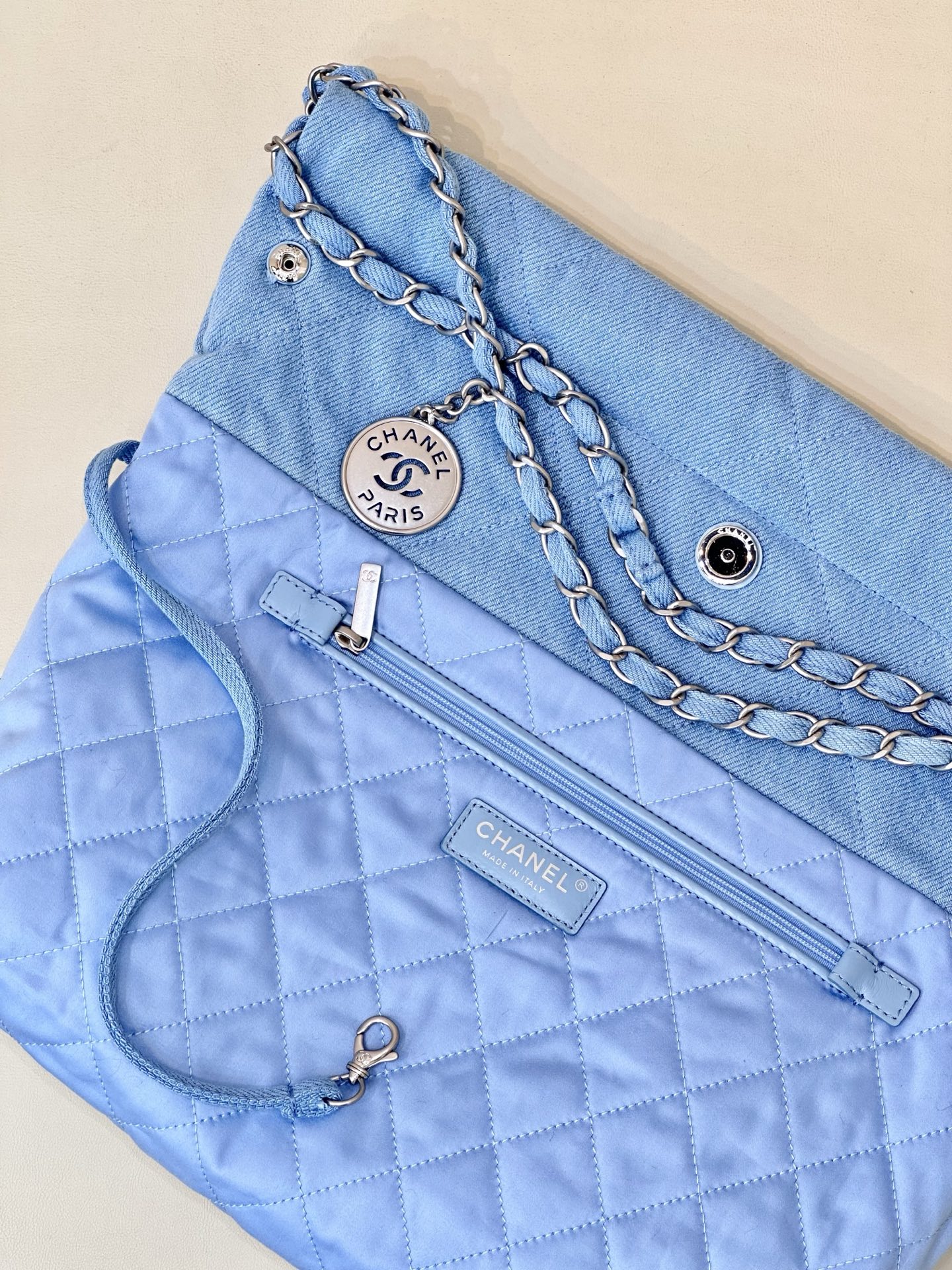 Chanel Blue Denim & Quilted Flap Bag with Chain, Removable Pouch 3 i1745057497236 7875 0 1