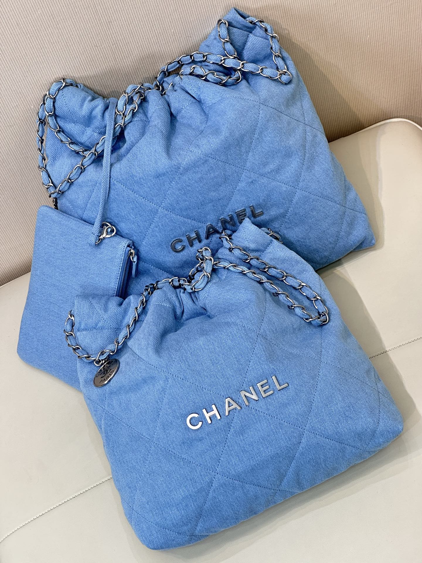 Chanel Denim Bucket Bag with Silver Chain, Chic Shoulder Bag for Women 4 i1745057545501 8930 0 2