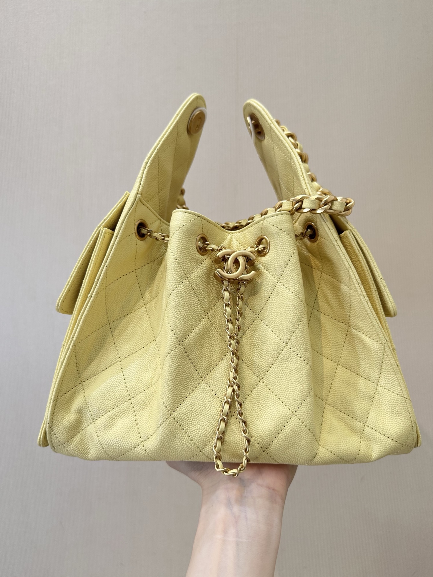 Chanel 25 Small Hobo Bag Yellow Leather with Gold Chain 1 i1745231329382 7742 0 0