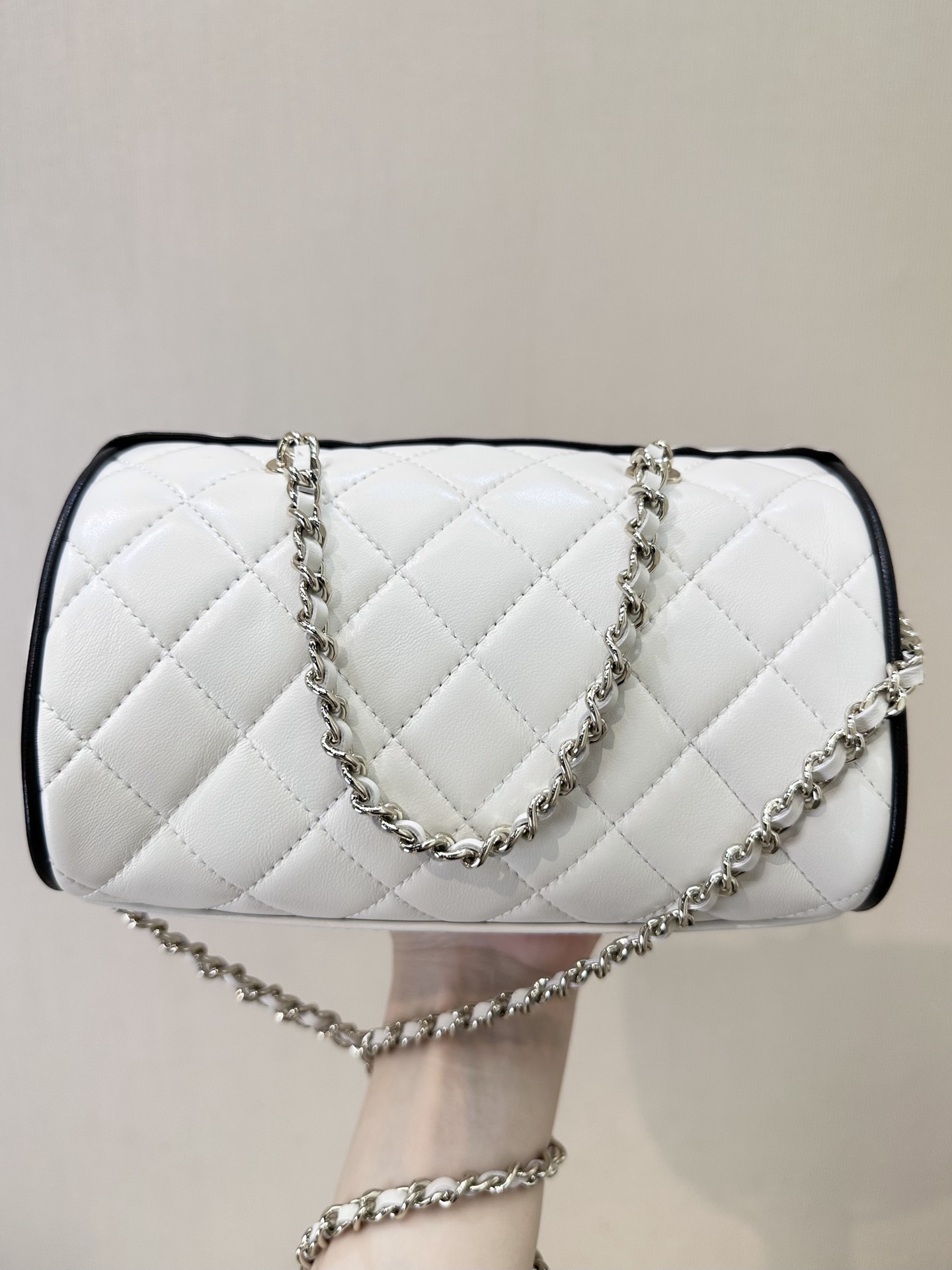 Chanel White Quilted Leather Bowling Bag with Chain Strap 10 i1745231348252 4259 0 8