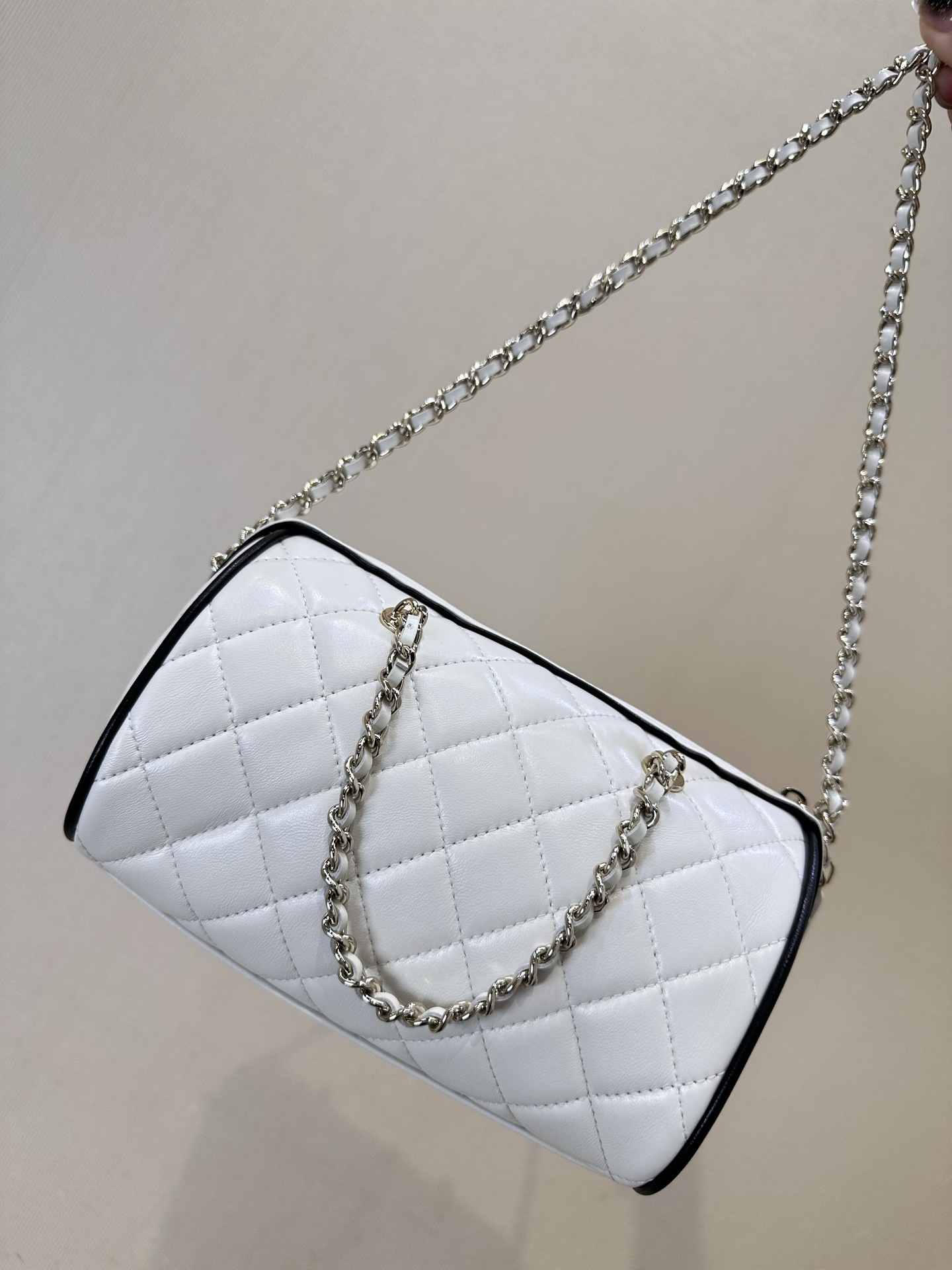 Chanel White Quilted Leather Bowling Bag with Chain Strap 8 i1745231348349 9224 0 6