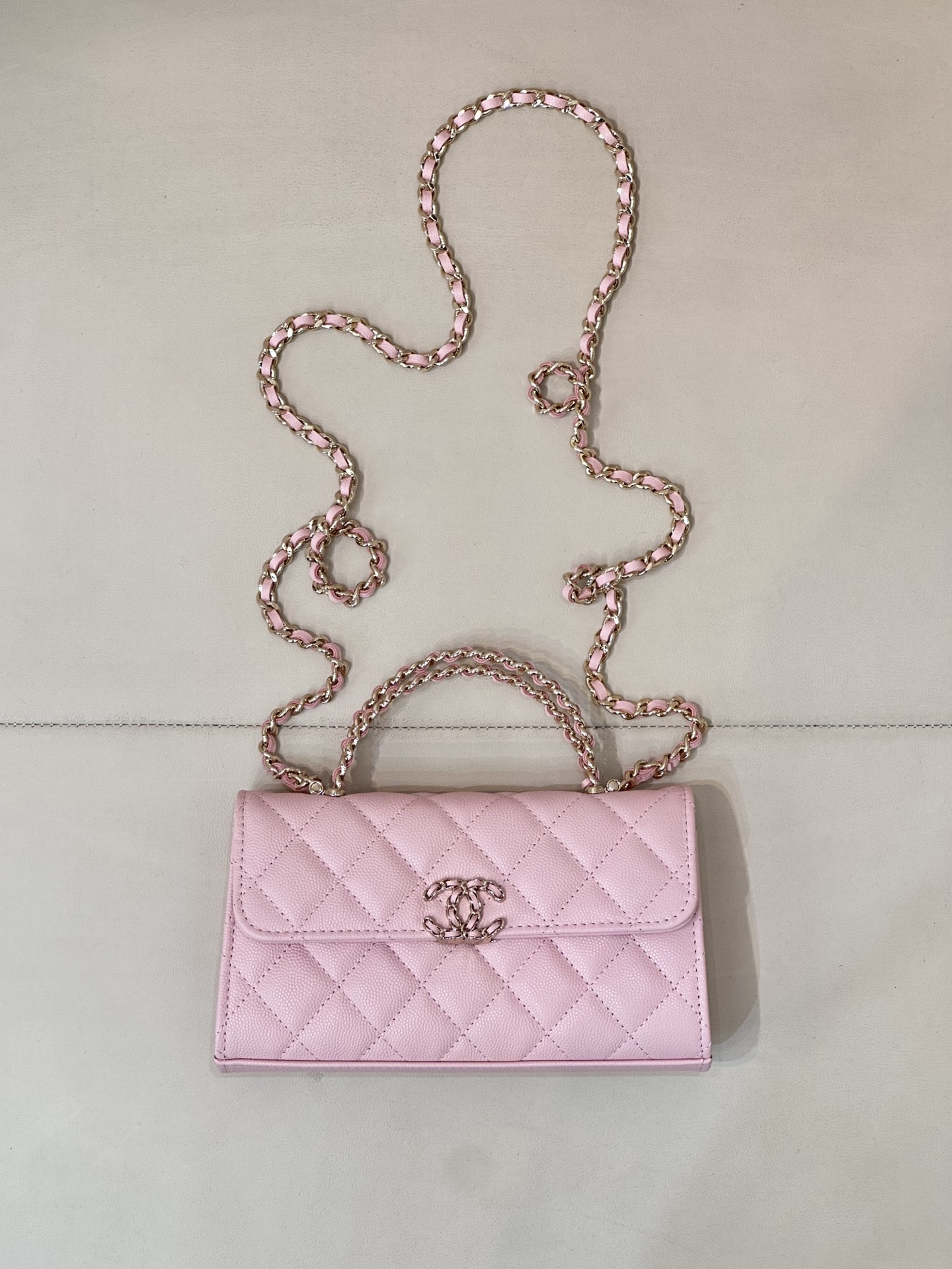 CHANEL シャネル ミニKelly クロスハンドル ライチ柄カウレザー キルティングチェーン シャンパン金具ロゴ 隠しモデル 人気モデル 旧チャネル-トップ品質