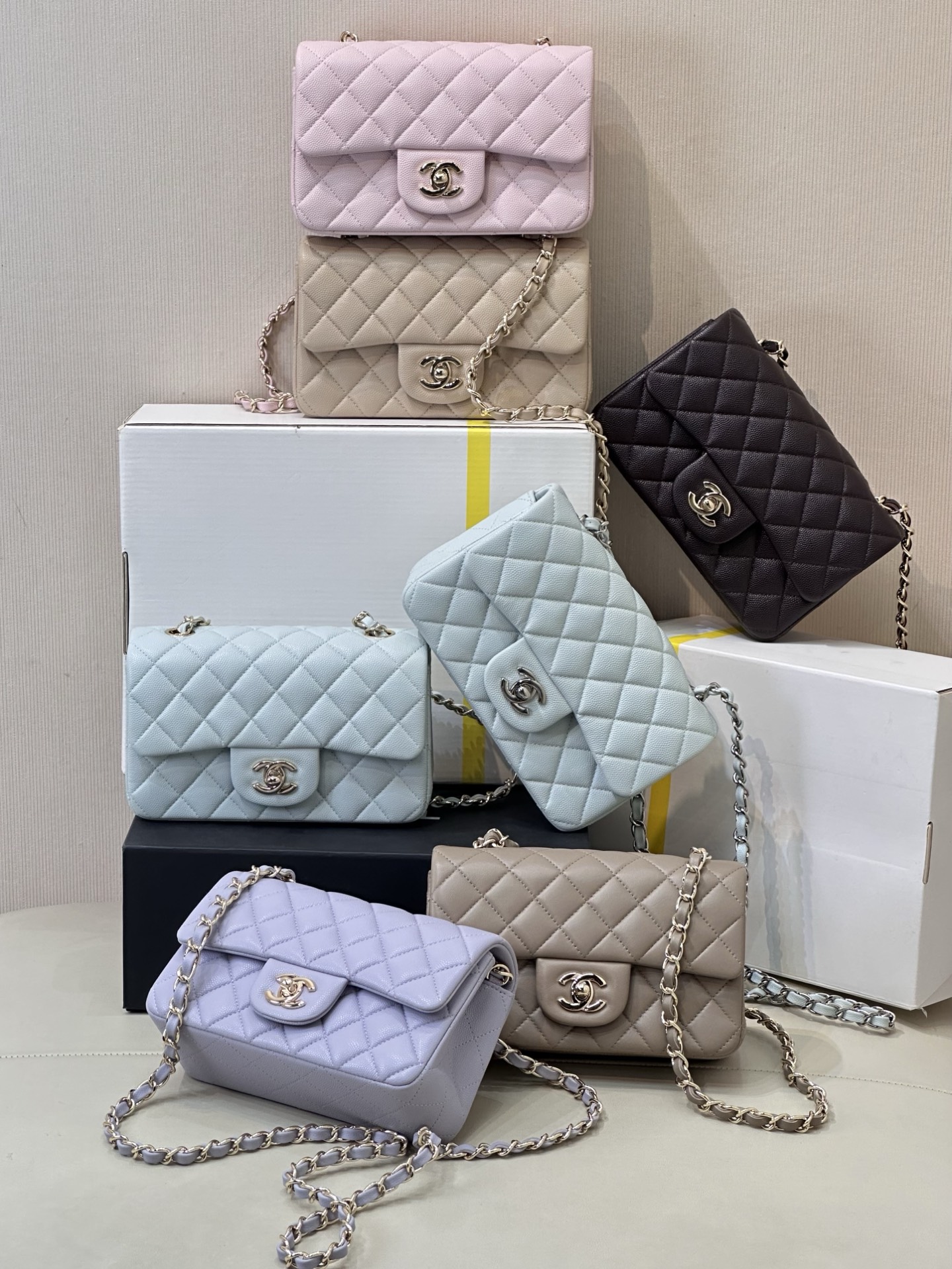Chanel CF Mini Flap Bag Lambskin & Grained Calfskin with Chain, 12 x 20 x 6 cm 3 i1758190757370 2707 0 1