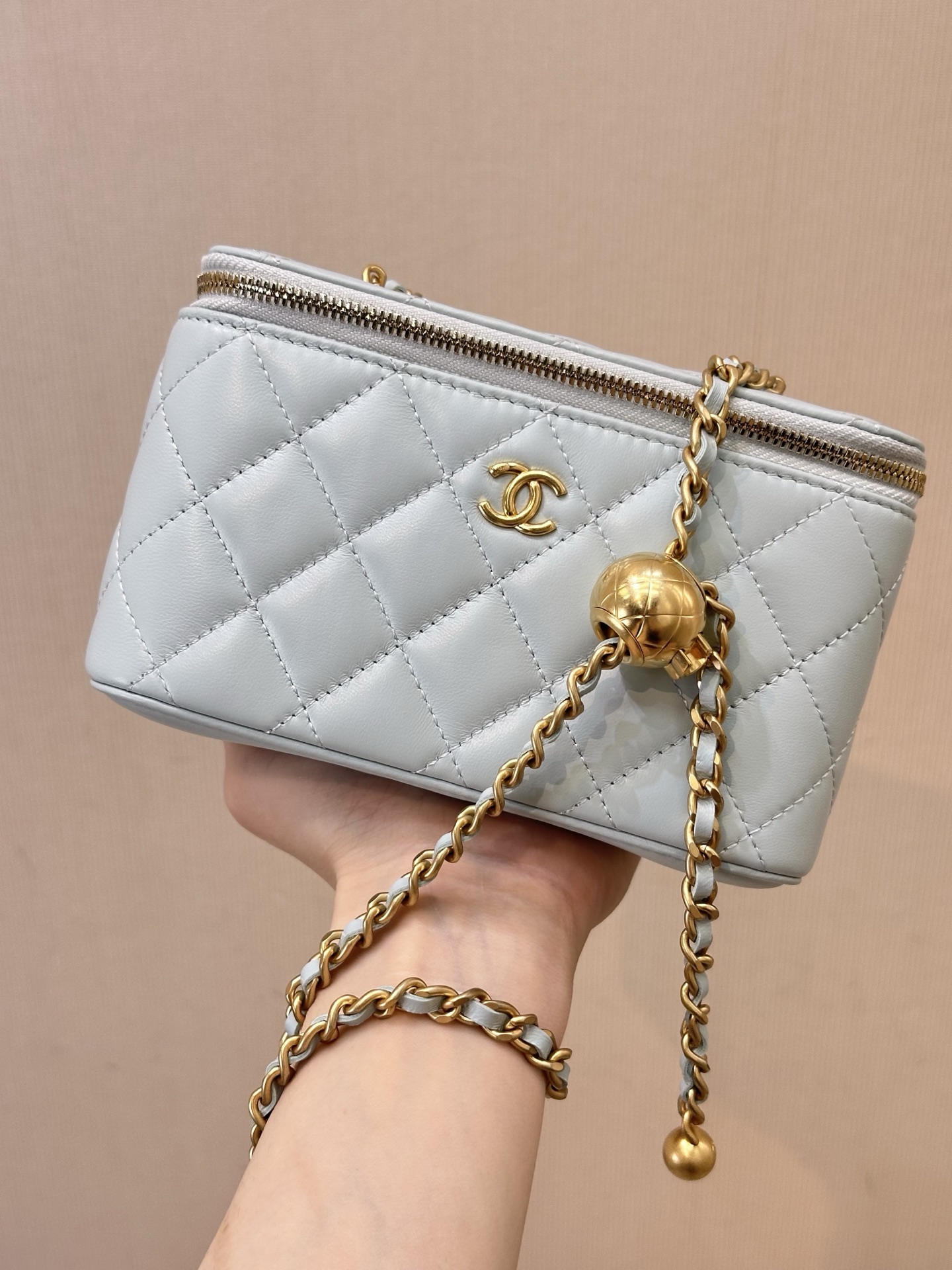 Chanel Lambskin Quilted Vanity Bag with Chain, Light Blue, Gold Hardware 2 i1758271001079 1947 0 0