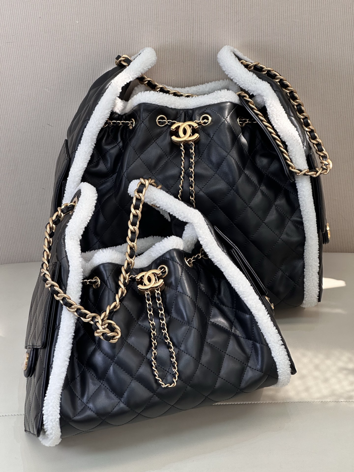 Chanel 25 Lambskin Hobo Bag with Shearling Trim & Classic Chain Detail
