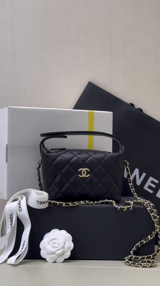 5091 26 bolsa de almuerzo con botón doble C perla nuevo estilo, muy bonita