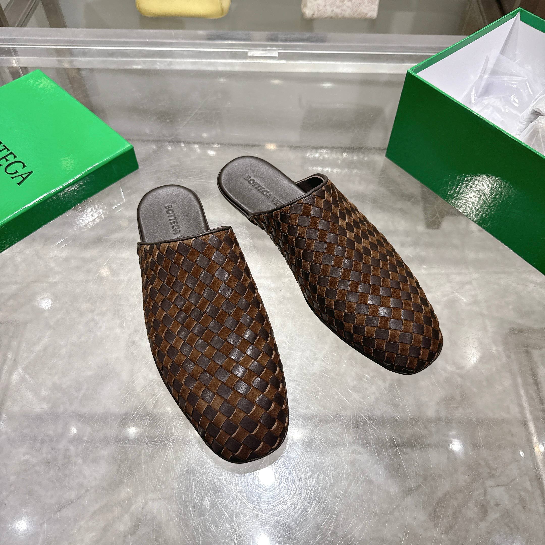 Bottega Veneta Brown Woven Mules