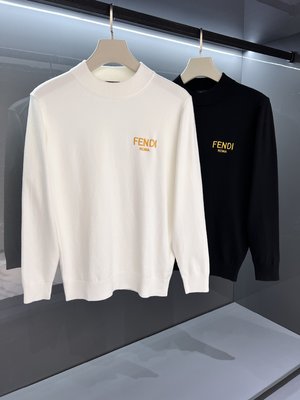Fendi Clothing Sweatshirts Black White Embroidery Knitting Fall/Winter Collection Vintage