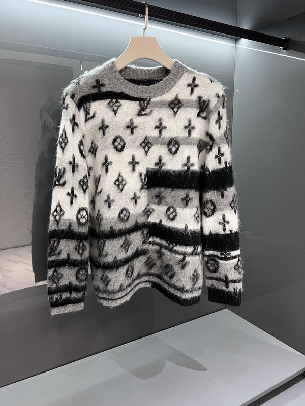 Louis Vuitton Clothing Knit Sweater Sweatshirts Grey Unisex Knitting Wool Fall/Winter Collection