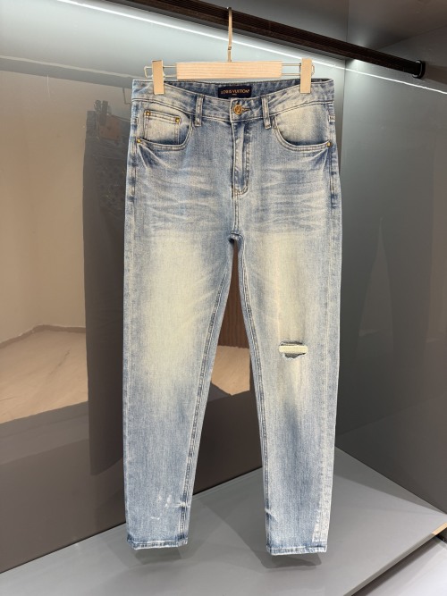 Louis Vuitton Men's Slim-Fit Ripped Jeans - Light Blue, Denim Fabric 1 Louis Vuitton Men's Slim-Fit Ripped Jeans - Light Blue, Denim Fabric