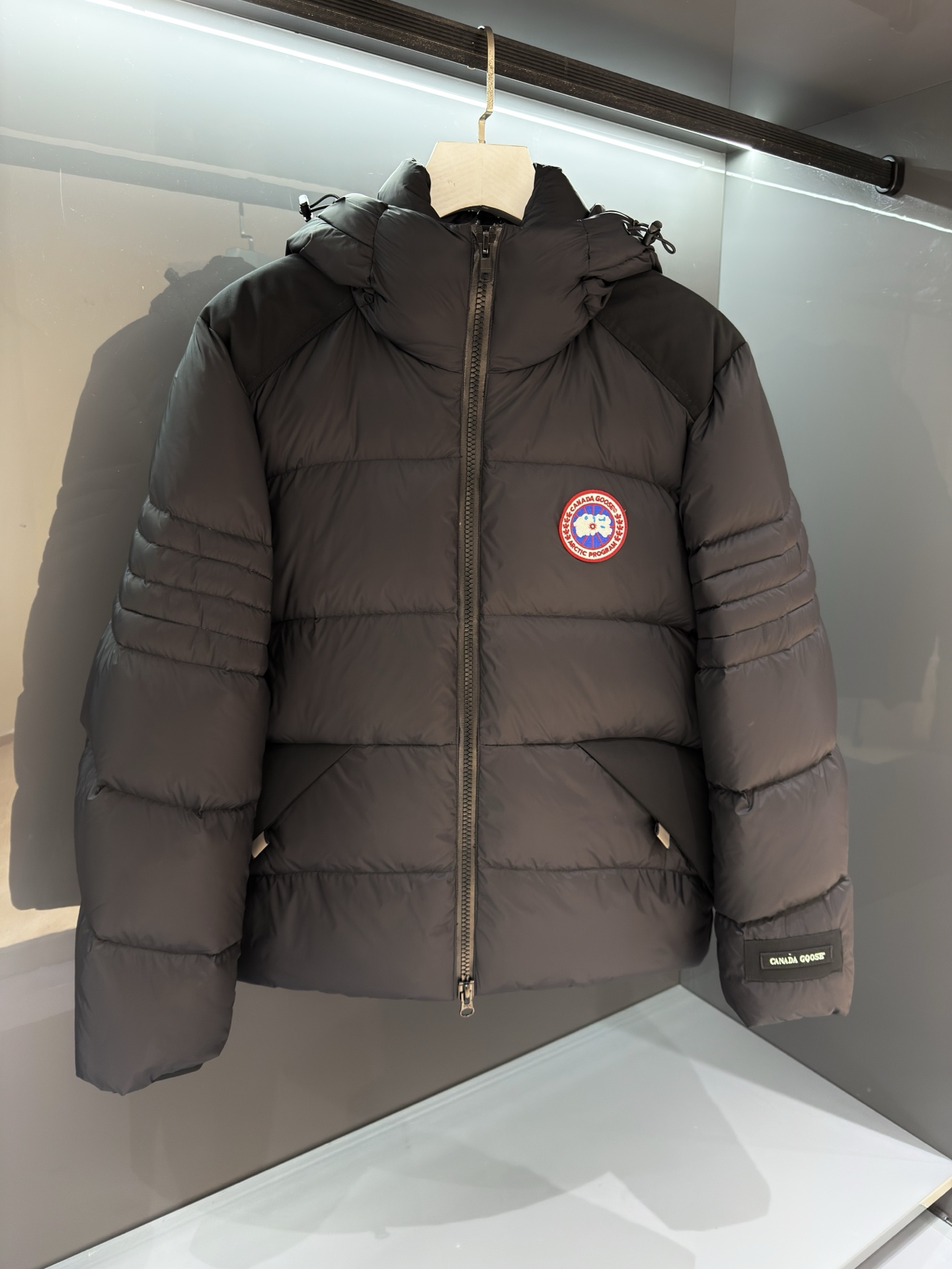 GOOSE加拿大鹅 Crofton纯色连帽拉链户外保暖排骨羽绒服 90绒填充 750蓬松度 田岛绣刺 白