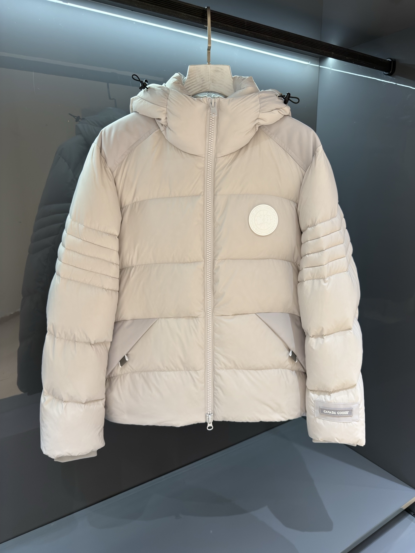 GOOSE加拿大鹅 Crofton纯色连帽拉链户外保暖排骨羽绒服 90绒填充 750蓬松度 田岛绣刺 白