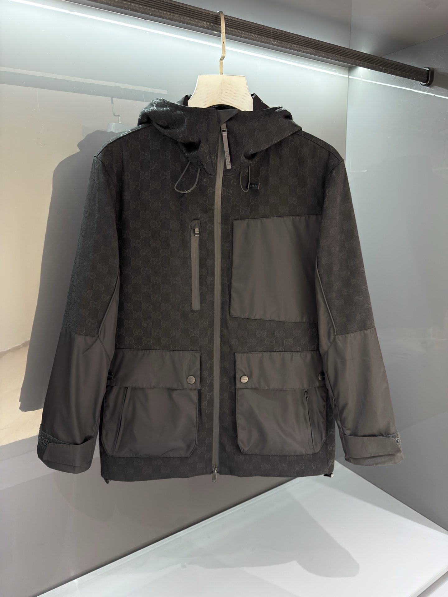 2026SS春夏新品 男士提花连帽夹克外套 男女同款满幅经典GG暗纹提花！贸易公司渠道稀出，标识元素以新