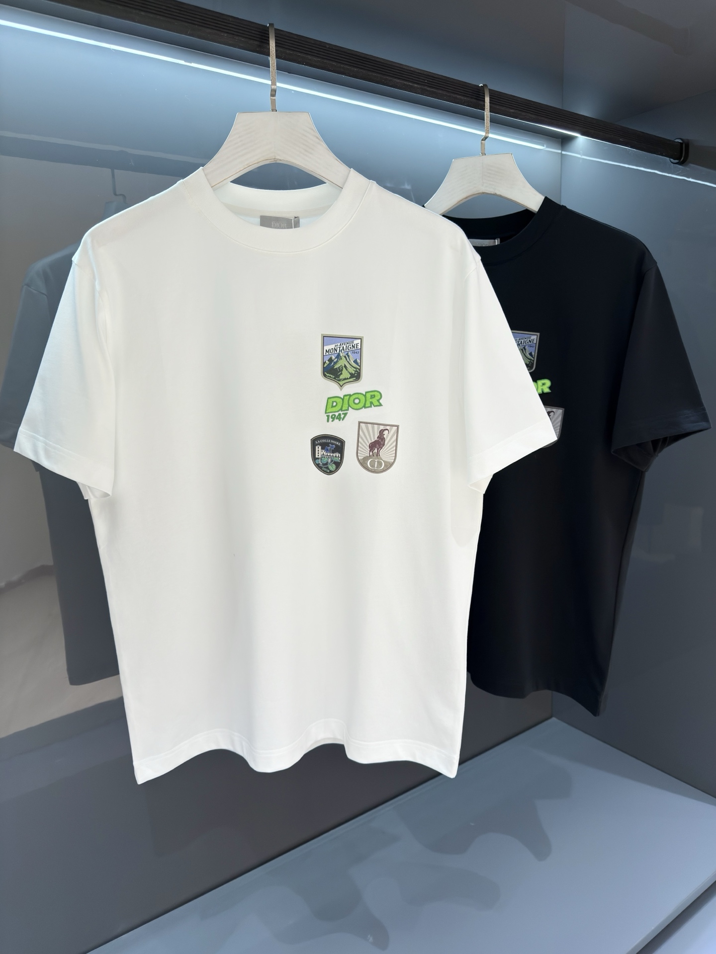 NO:756978,[New Product] 2026SS new summer product Di*r logo embroidered printed short-sleeved T-shirt. It has superb fashion charm and unique artistic atmosphere. The densely woven knitted cotton fabric is supplied by customers. The delicate and orderly knitting process retains the original soft texture, which is refreshing and refreshing. The texture of the fabric is the most powerful proof.  The new exquisite embroidery brand logo expresses the fusion between agility and unique ingenuity. The fine stitching technology, ribbed round neck and V collar top thread create the classic 'Forger' extension of fashion inspiration. Color: White/Black Size S/M/L/XL/2XL S Shoulder Width 45 Bust 100 Length 68 Sleeve Length 22, T-shirt, tees, t-shirt,19860909【新品】 2026SS夏季新品 Di*r 标识刺绣印花短袖T恤 高超的时尚魅力风范,特立独行的艺术气息. 客供密纺针织棉面料,细腻有序的针织工艺保留了最初的那份柔软质感,清肤透爽,工艺考究,织面的质感就是最有力的证明. 全新精美刺绣品牌标识表达了灵动之间的融合感,别具匠心.缝合技术精细度,罗纹圆领搭配 V 领缉面线成就经典的“锻造者”延伸时尚灵感. 颜色:白色/黑色 尺码S/M/L/XL/2XL S肩宽45胸围100衣长68袖长22,,T-shirt,tees，t-shirt,,Men's clothing