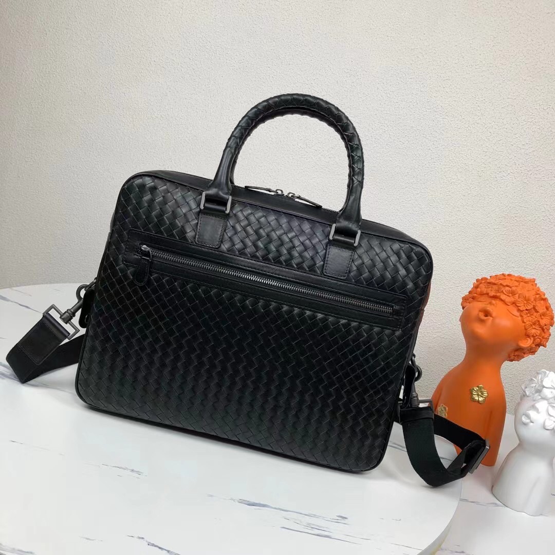 Bottega Veneta Bolsos Maletín Negro Tejido Cuero de vaca Fashion