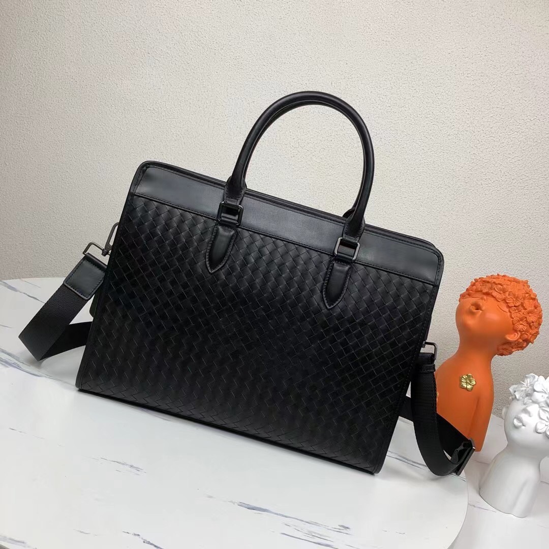 Bottega Veneta Bolsos Maletín Negro Tejido Hombres Cuero de vaca Dermis Casual