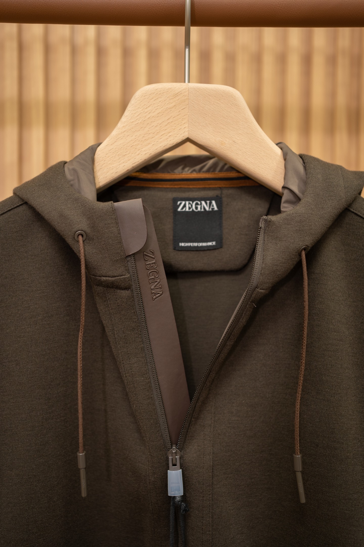 Zegna Brown Zip Up Hooded Jacket