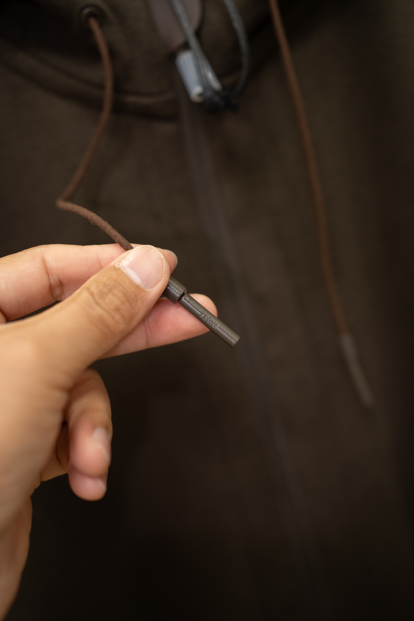 Zegna Brown Zip Up Hooded Jacket