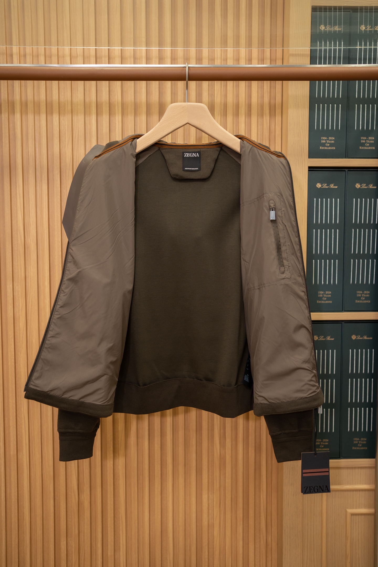 Zegna Brown Zip Up Hooded Jacket